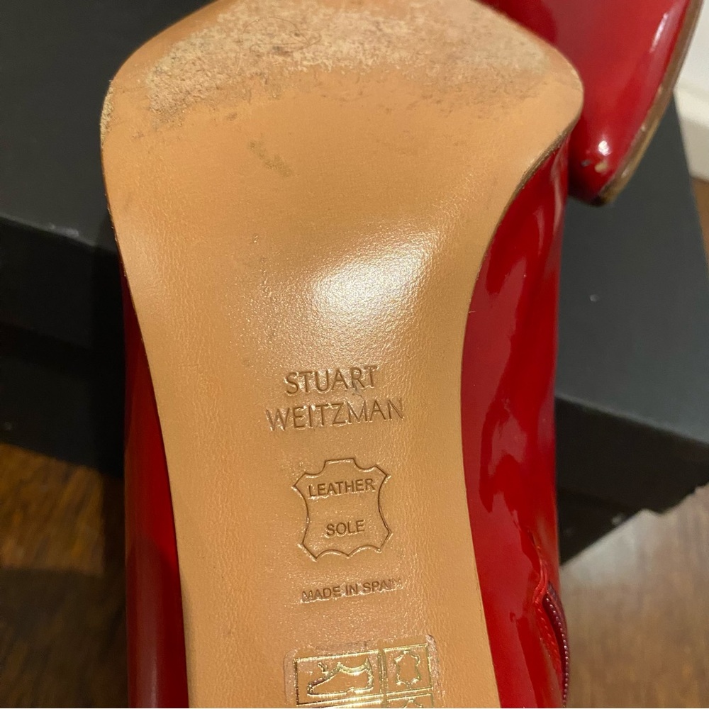 Stuart Weitzman Patent Leather Red Sock Women’s Boots - Picture 4 of 10